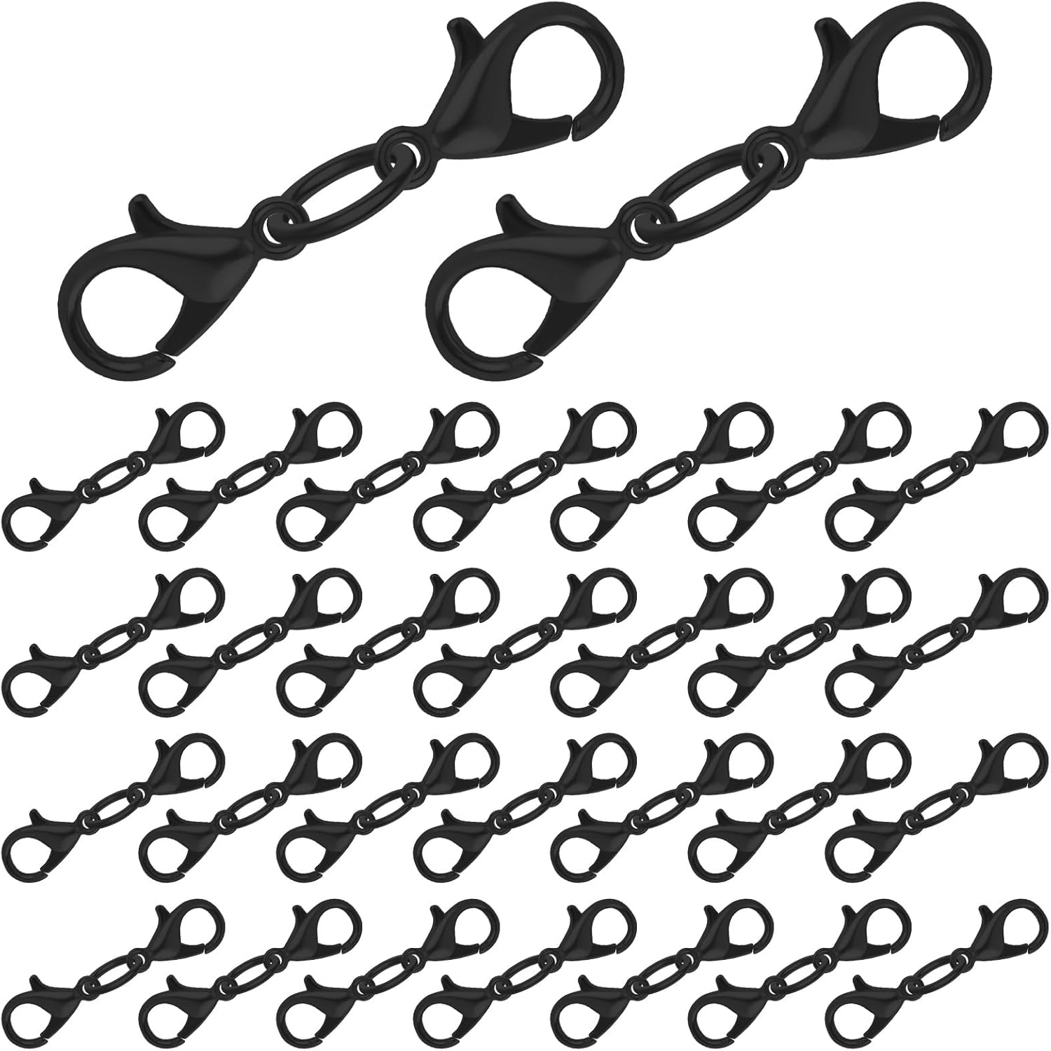 50Pcs Double Lobster Clasp Extender Black Double End Design Necklace Extender Clasp Closures Jewelry Converters Connector for Women Necklace Clasps Bracelet Extension DIY Jewelry Making Accessories