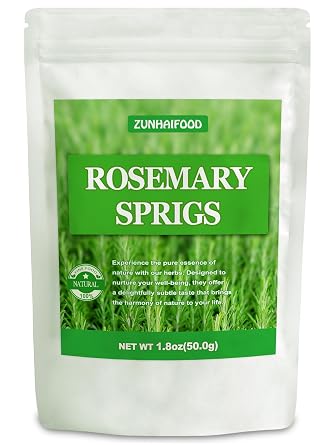 Dried Rosemary Sprigs, 1.8oz 50g | 100% Natural Rosemary Herb for Cooking, Tea & Aromatherapy | Culinary Grade, Non-GMO, Resealable Bag