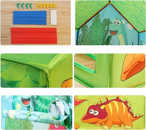 Miniatura 4 de POCO DIVO Casa de juegos de dinosaurios, parque al aire libre para niños, tienda de campaña de juguete para camping, dormitorio interior para niños