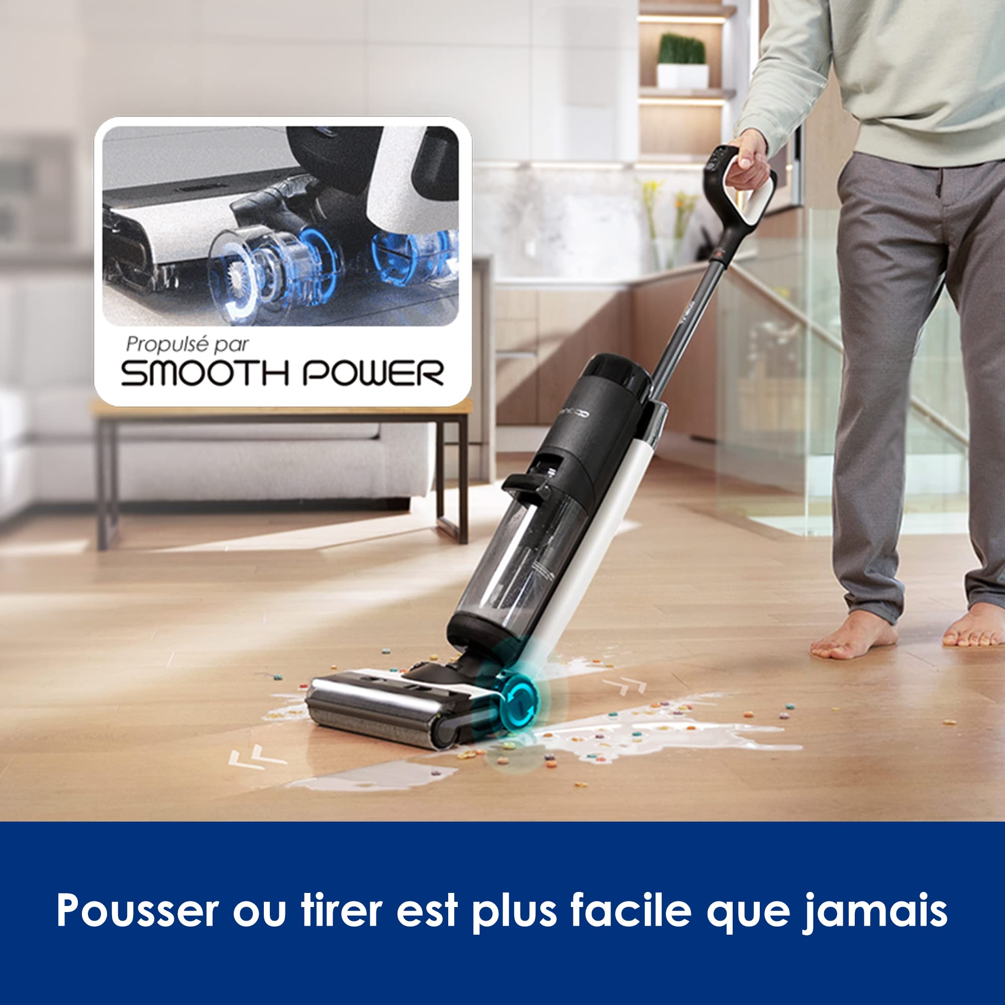 Tineco Floor One S7 Pro Nettoyeur Sec/Humide Intelligent sans Fil Aspirateur Balai sans Fil sans Sac Puissant avec l'Ecran LED Auto Nettoyage