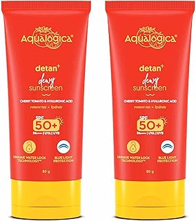 Aqualogica Detan+ Dewy Sunscreen with Cherry Tomato & Hyaluronic Acid with SPF 50 & PA++++ for Men & Women - For Normal, D... Price In India