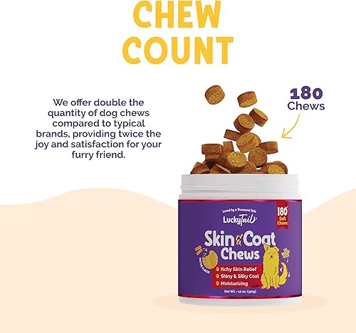 Miniatura 2 de LuckyTail - Aceite de salmón salvaje de Alaska para perros para masticar piel y pelaje, biotina, aceite de linaza, aceite de coco para perros, Omega