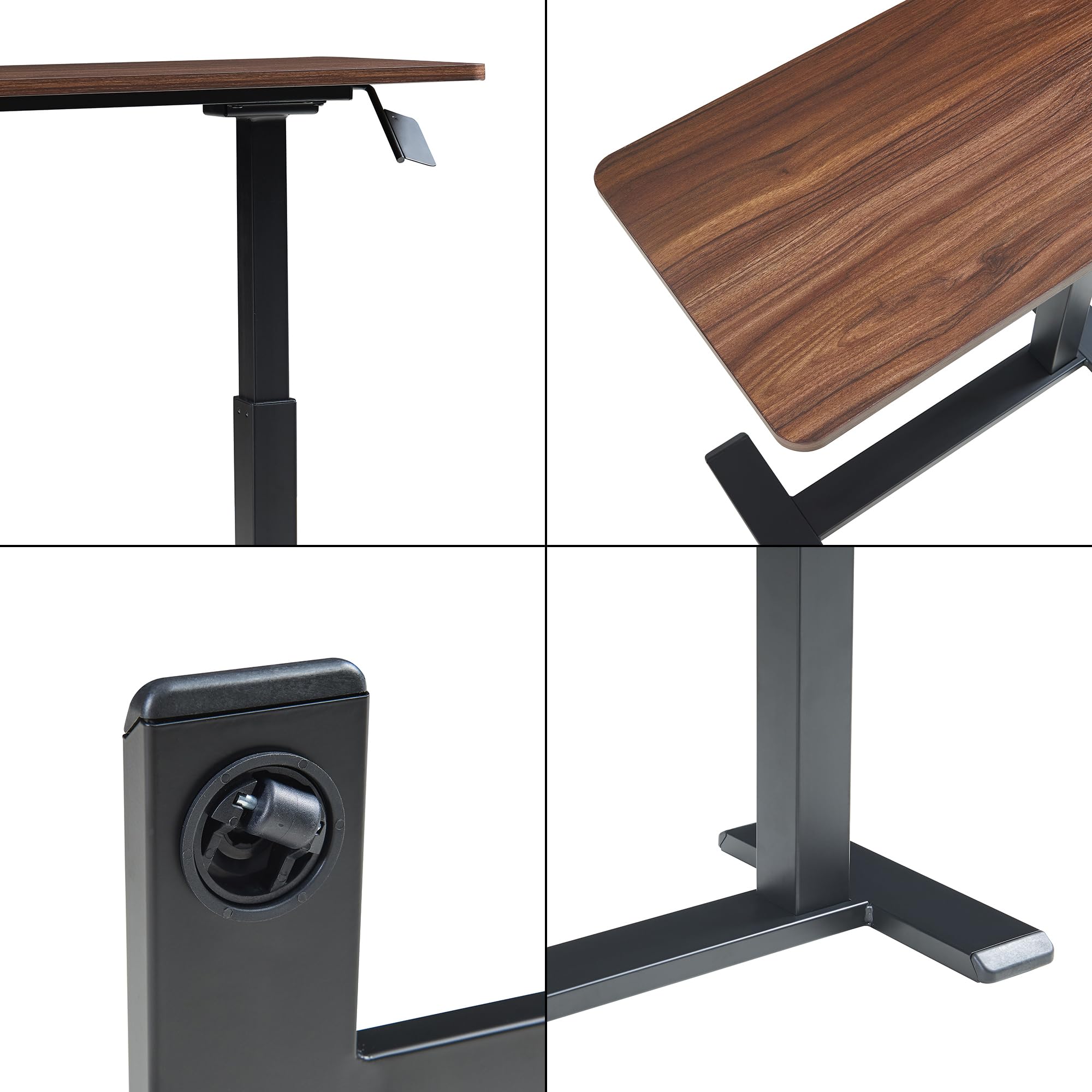 [en.casa] Stehpult höhenverstellbar Klirg Betttisch mit Rollen mobil Beistelltisch 66-92 x 68 x 36 cm Laptoptisch für Homeoffice Stehtisch Walnussoptik/Schwarz