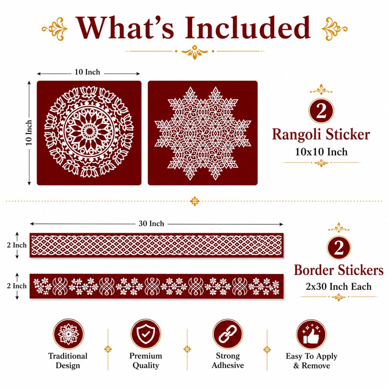 Rangoli Stickers - Diwali & Festival Decor -2 Rangoli Stickers - Diwali & Festival Decor -2