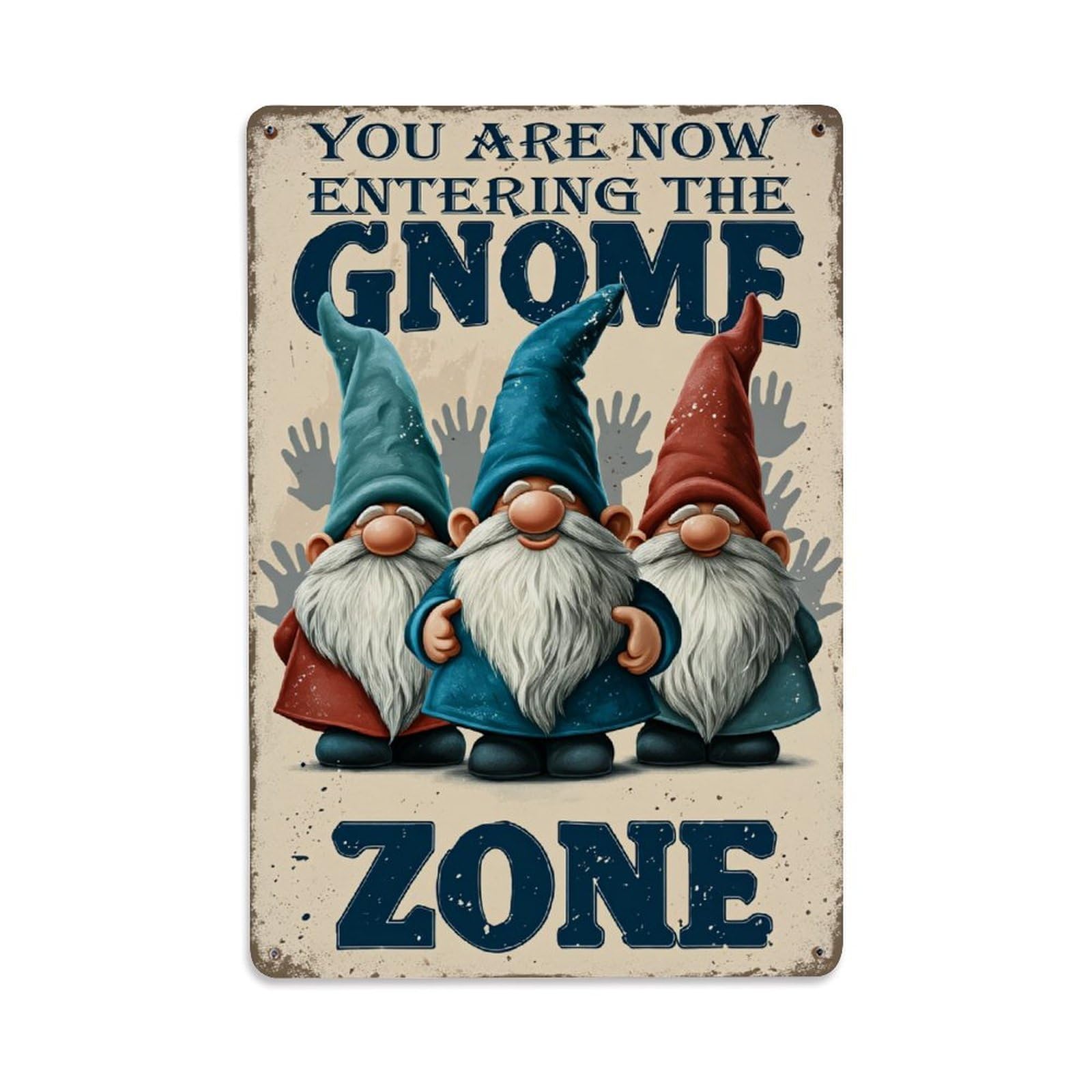 Enderetf Vintage Gnome Zone Sign Pattern Print Tin Sign Metal Poster, Home Bar Garage Man Cave Cafe Indoor & Outdoor Wall Decoration 8X12inches