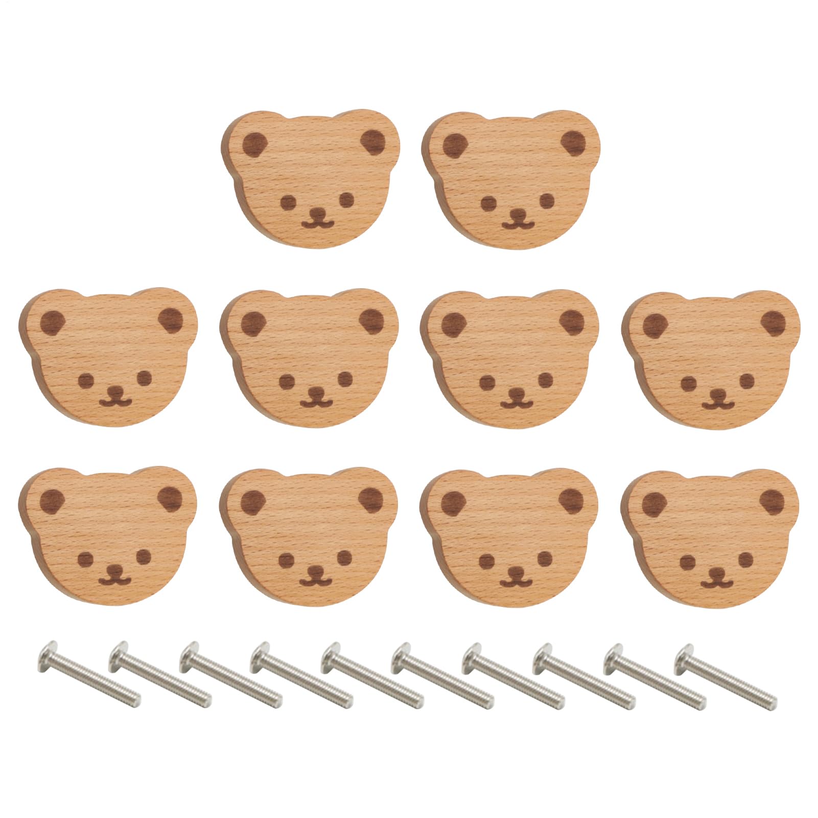 Crochets muraux en bois pour chambre d'enfant et poignées ours
