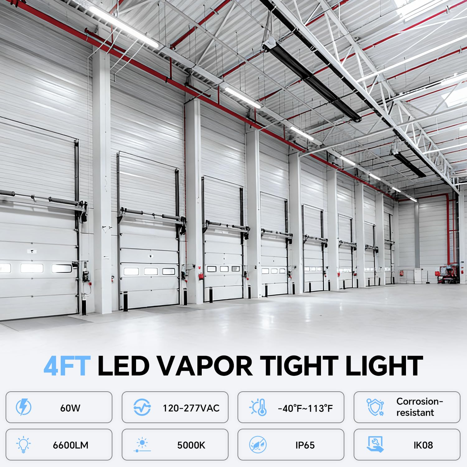 Weatherproof Shop Light Snapklik.com : 4FT LED Vapor Tight Light, 60W 6600lm IP65 Waterproof ...