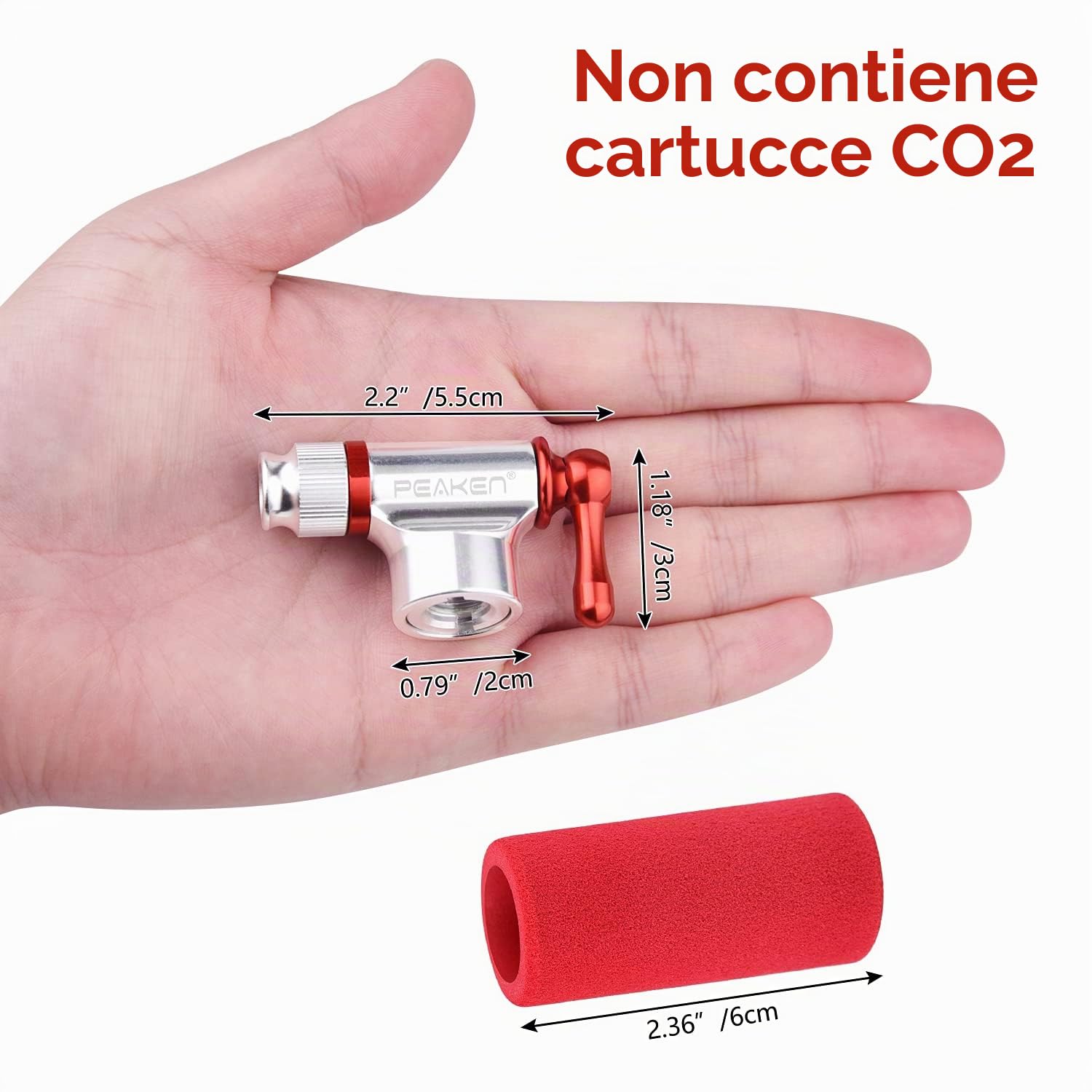 Pompa CO2 Veloce e Leggero Compatibile Presta Schrader per Bici