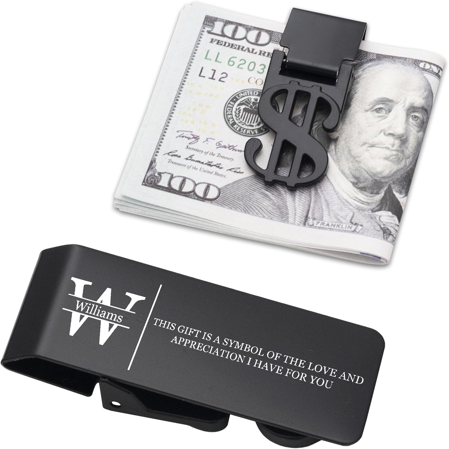 Personalized Money Clip, Custom Engraved Stainless Steel Monogrammed Cash Clip for Men, Customized Gift for Father’s Day