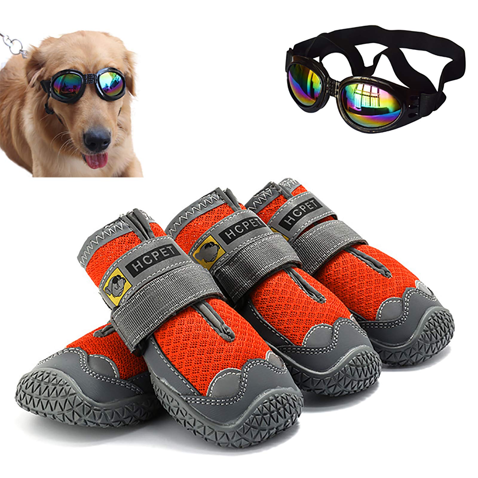 Bottes antidérapantes chaudes pour chiot et grand chien orange 8cm