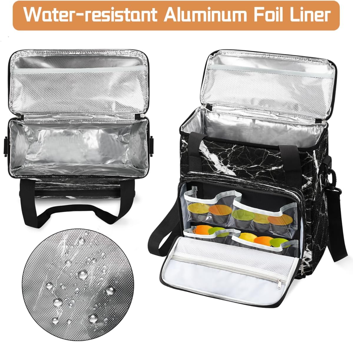 Dark Marble Portable Coffee Maker Carrying Bag Compatible with Keurig K-Mini or K-Mini Plus - Travel Storage Tote with K-Cup Pod Pockets for Single Serve Coffee Brewer