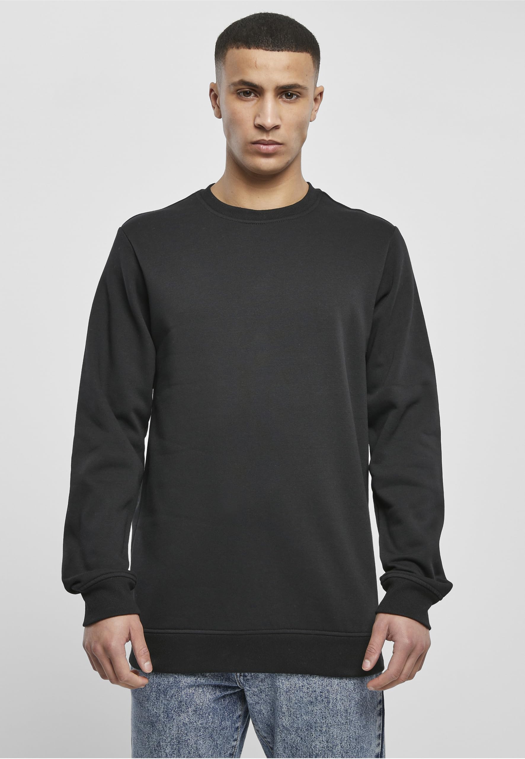 Urban Classics Basic Terry Crew Hombre Sudadera Aceituna Regular
