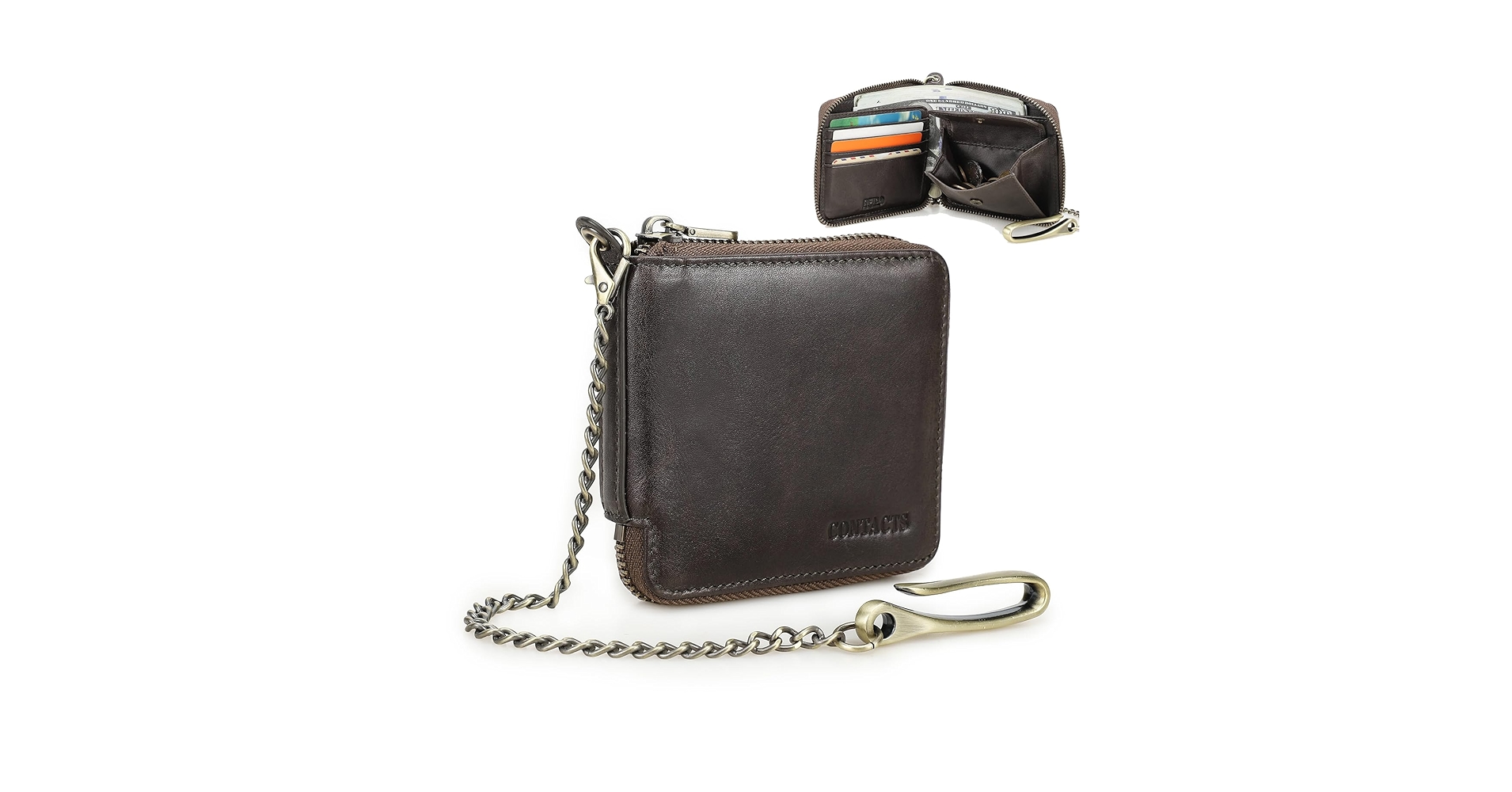 Buy Sam's Design Genuine Leather Mens Chain Wallets RFID Blocking