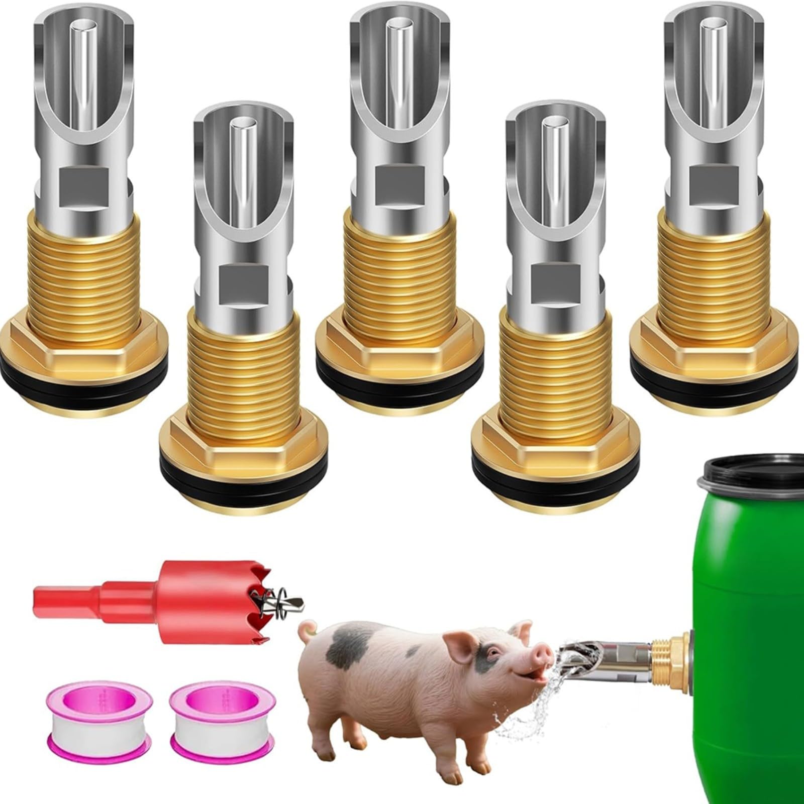 Bebederos de cerdo automáticos de acero inoxidable 304 para granjas eficientes, kit de 5 piezas