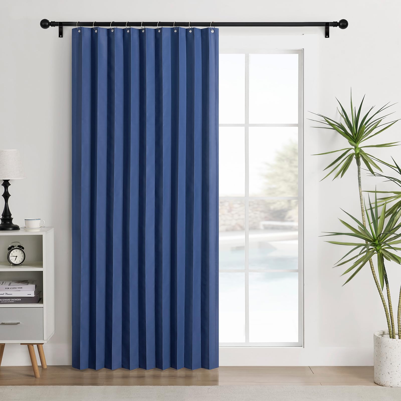 Custom Folding magnetic door curtain, suitable for room dividers, indoor living rooms, bathrooms, studios, and bedrooms.-Dark blue- W100xH220cm