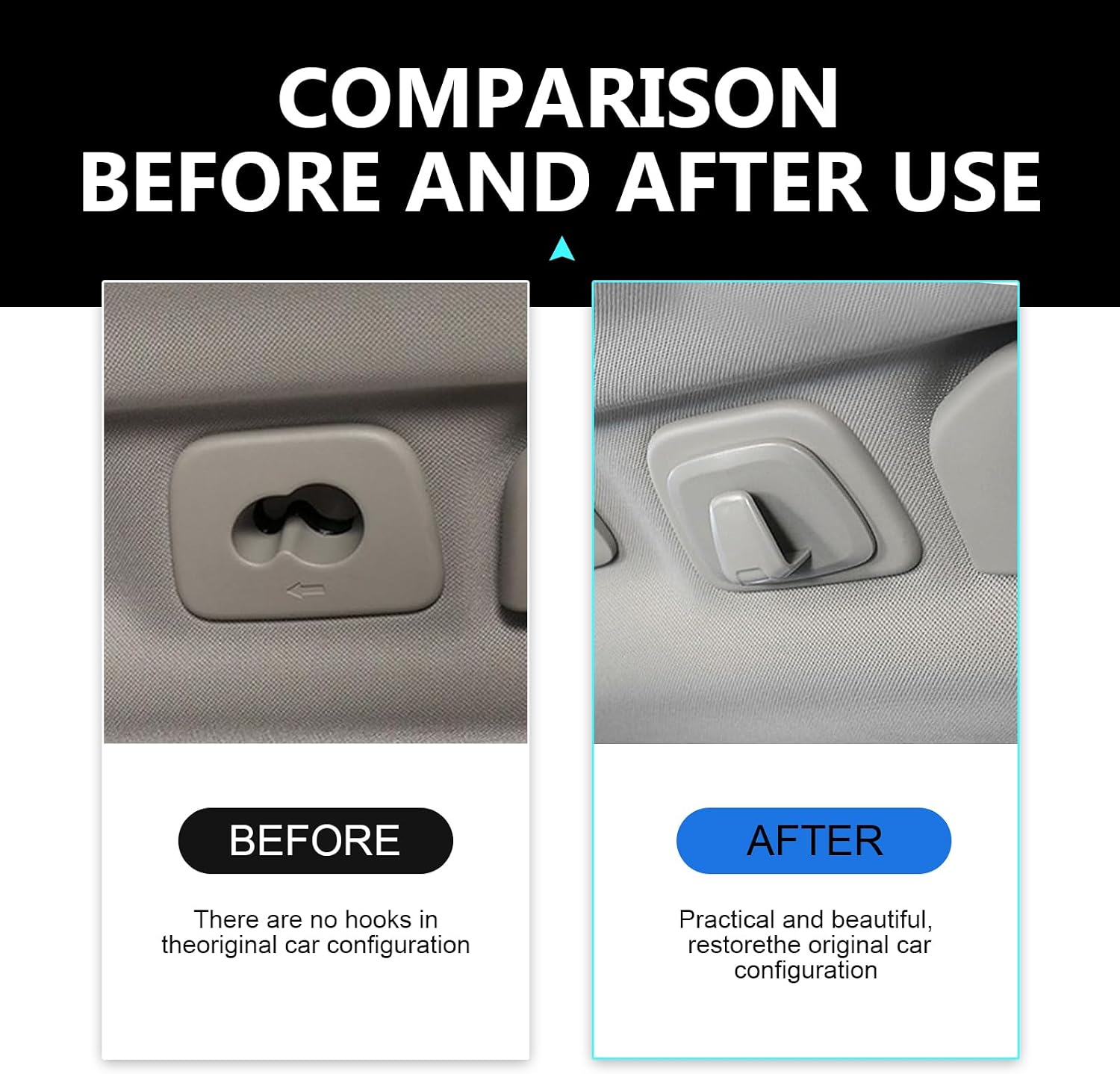 2PCS Roof Car Hooks, Multifunctional Roof Clothes Storage Accessory, ABS Burr-free Anti-Breakage Storage Hook Tool, Compatible with Volvo XC60 40 XC90 V90 S90 (Grey) image 5