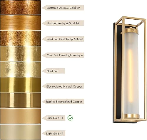 Miniatura 8 de ZEVNI Apliques de pared, aplique de pared moderno de 1 luz, accesorios de iluminación de baño negros y dorados con pantalla de vidrio esmerilado