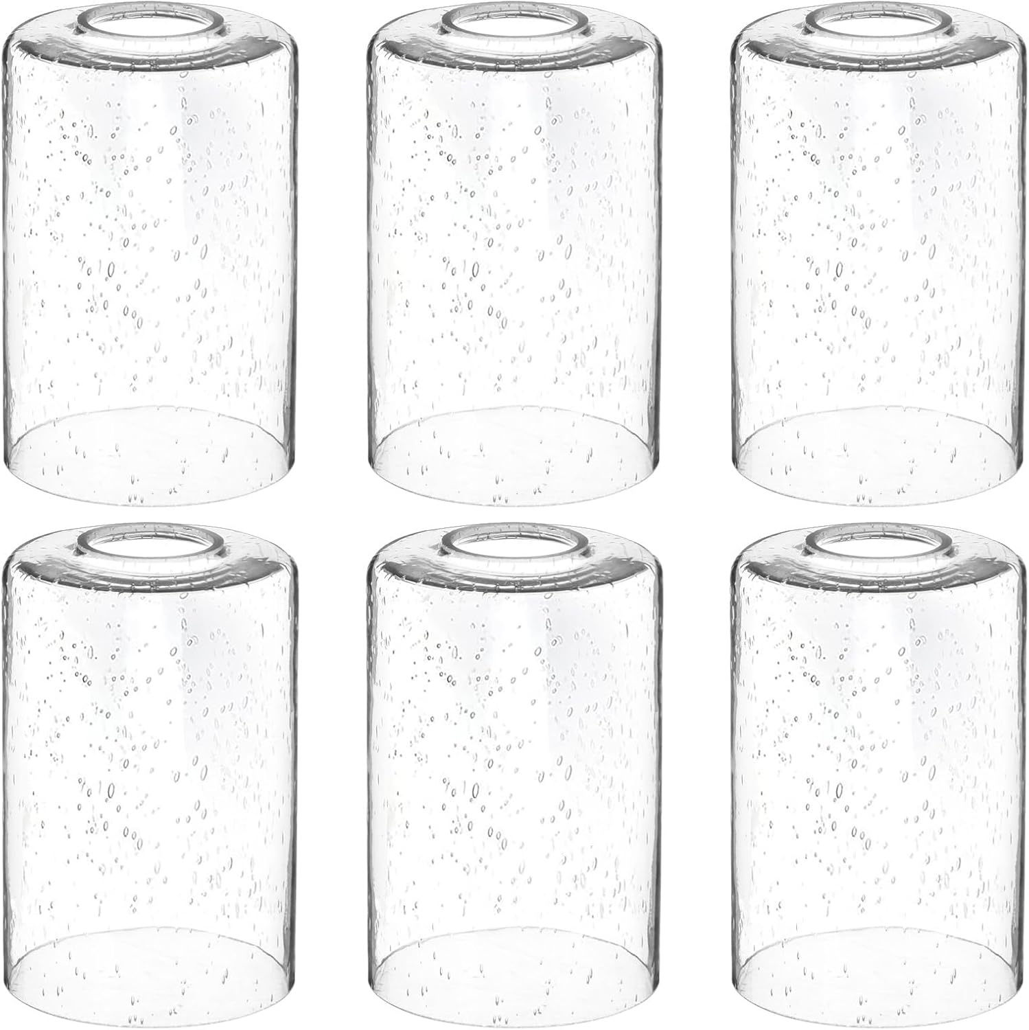 6 Pack Frosted Glass Lamp Shade, Cylinder White Linen Glass Shades Replacement Light Fixture Globe, 6 x 4 Inch Glass Lampshade Cover with 1-5/8 Fitter for Chandelier Pendant Wall Sconces