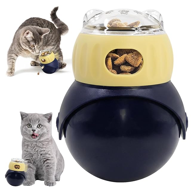 Guzeelu Dispensador de golosinas para gatos, comedero de vaso oscilante con caída ajustable