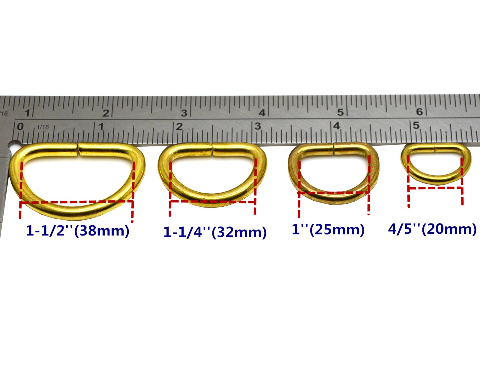 Okones 8Pcs,1-1/2'' Inner Width,Solid Brass Opening D Ring for Straps Bags Purses Belting Leathercarft (insides 1-1/2'')