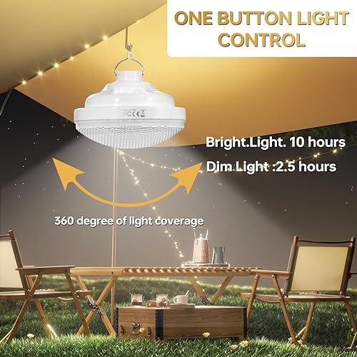 Miniatura 3 de Luz de tienda recargable 2400mAh impermeable para camping, al aire libre, corte de energía (paquete de 4)