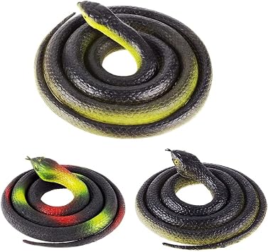 Medusa Dress 3 Pcs Realistic Rubber Snake Mamba Snake Garden Props to Scare Birds and Cats Halloween Decoration Prank Party 7.2 Inch and 31.5 Inch