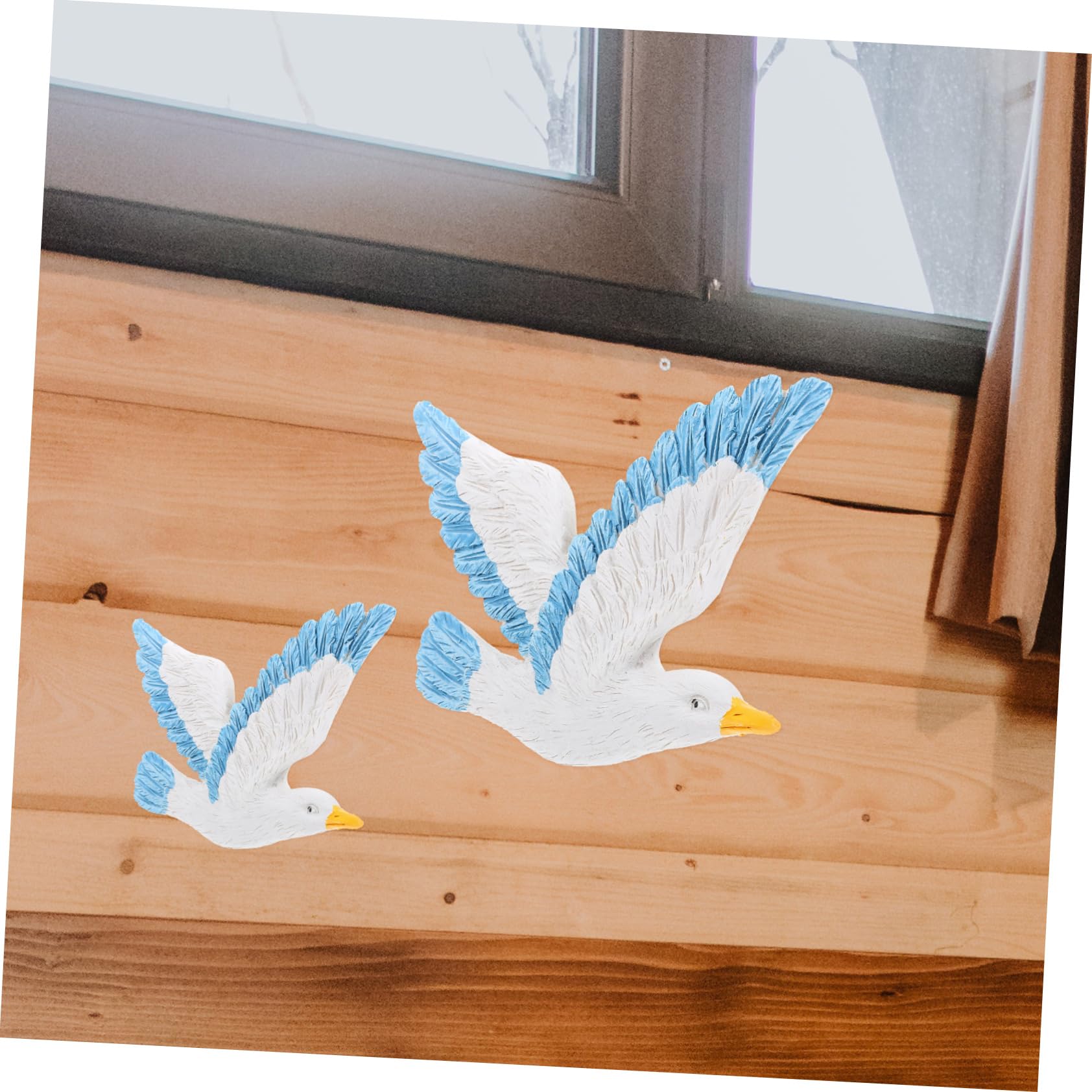 IMIKEYA Decorazione da Parete Gabbiani in Resina Blu, 3 Pezzi, Appesi, Tema Marino per Camera da Letto, Ornamenti Creativi per Casa