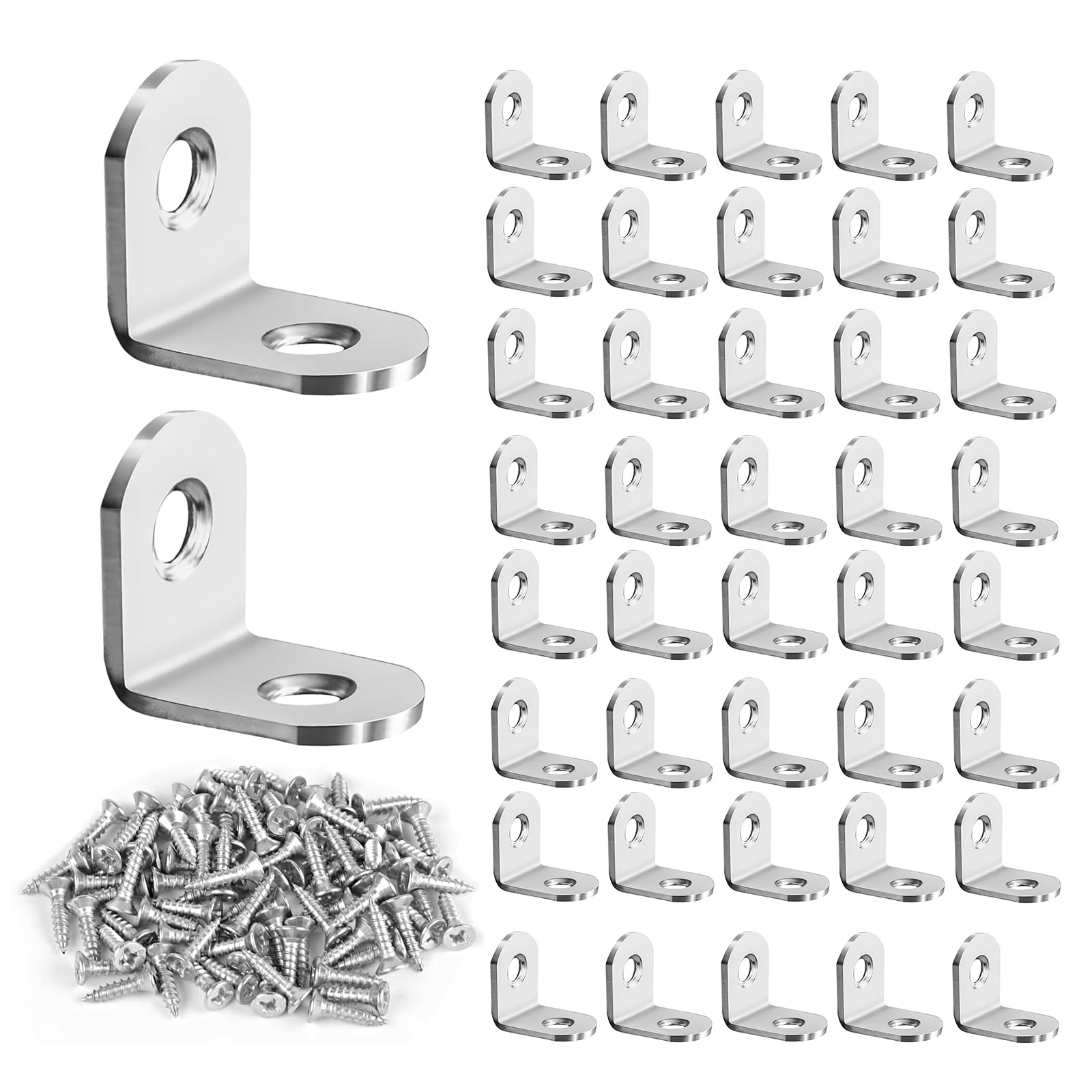 Luckwaii Right Angle Brackets for Wood, 100 Pcs 20x20x16mm with 200 Screws