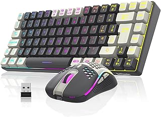 RedThunder K84 75% Wireless RGB Gaming Keyboard and Mouse, UK Layout 85 Keys TKL Ultra Compact Design, Lightweight Honeycomb Gaming Mouse for PC MAC PS5 Xbox Office Gamers