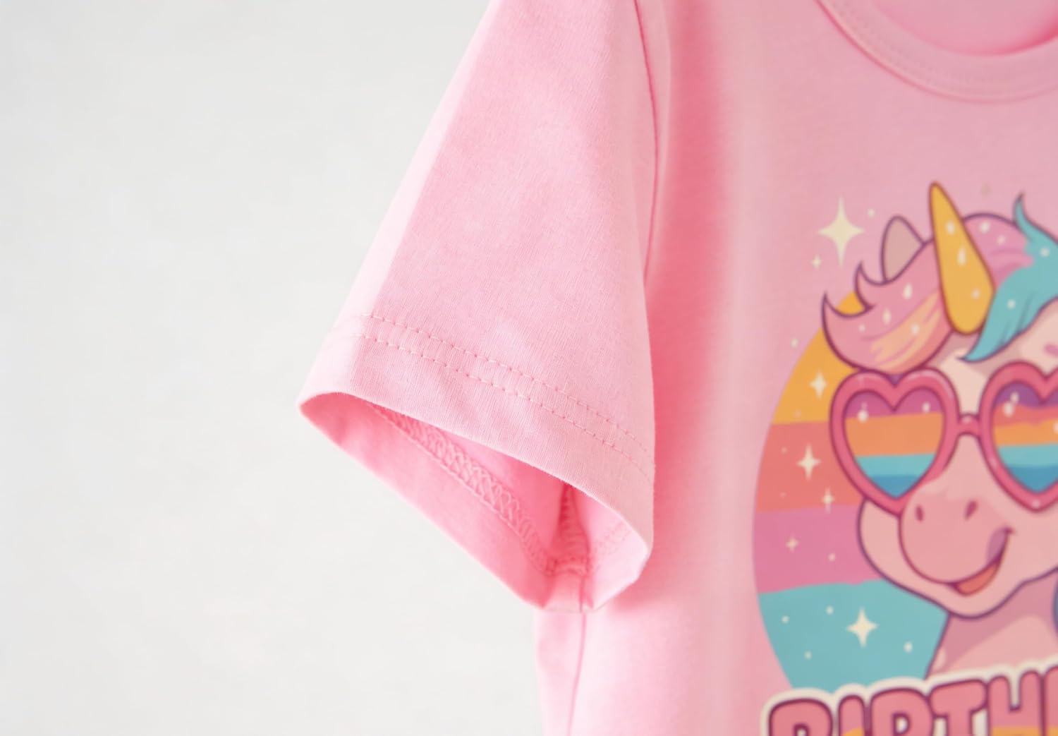 Birthday Girls Shirts Kids T-Shirt Unicorn Toddler Short Sleeve Summer Top Birthday Outfits Casual Tee 2-8 Years
