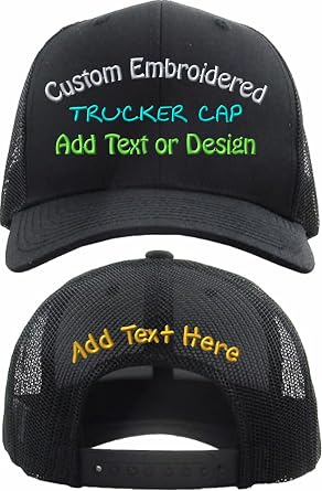 Custom Trucker Hat with Mesh Back Personalized Embroidery Front & Back Add Your Text or Design Adjustable Snapback Cap