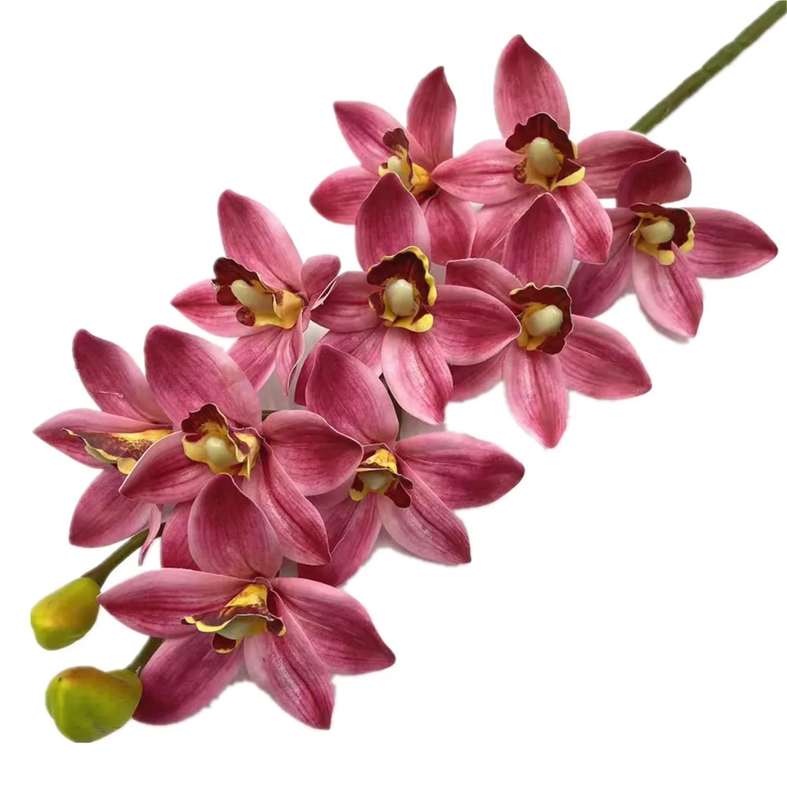 FonHNDG Artificial Flower Branches 4pcs Artificial Cymbidium Hookerianum 10 Heads Simulated Vanda Phalaenopsis(Color9)