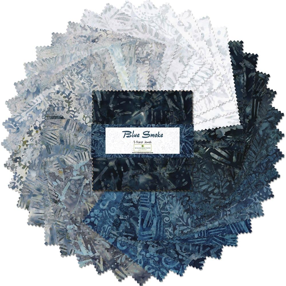 Wilmington Prints Fabrics Blue Smoke Wilmington Batiks 5 Karat Crystals Quilting Fabric Squares