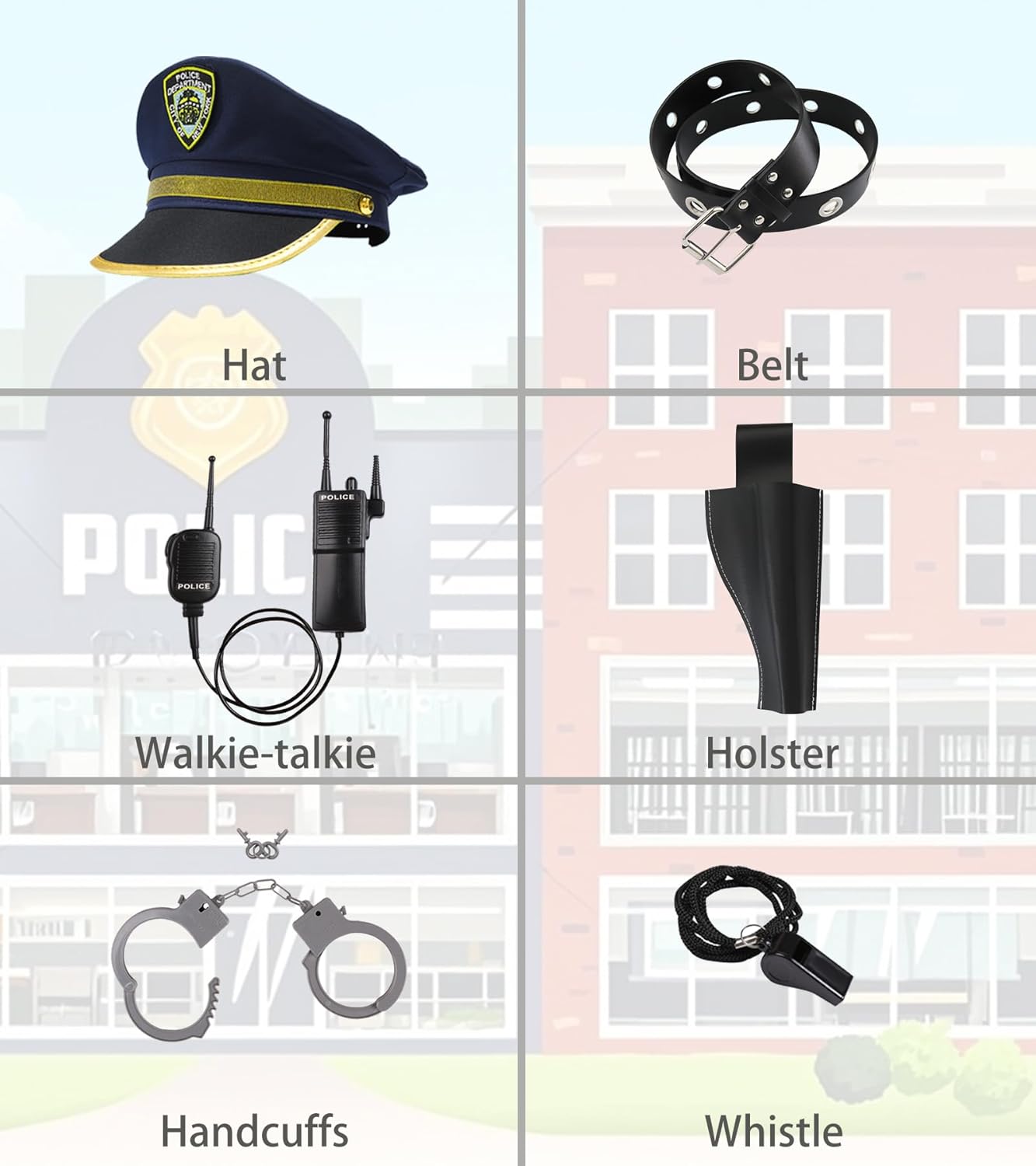 Police Costume for Boys Kids Uniform Cop Costume Halloween Dress Up Costume - Image 3