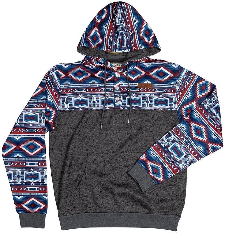 Sudaderas y sudaderas de moda para hombre - buzo de manga larga con estampado azteca - Gris