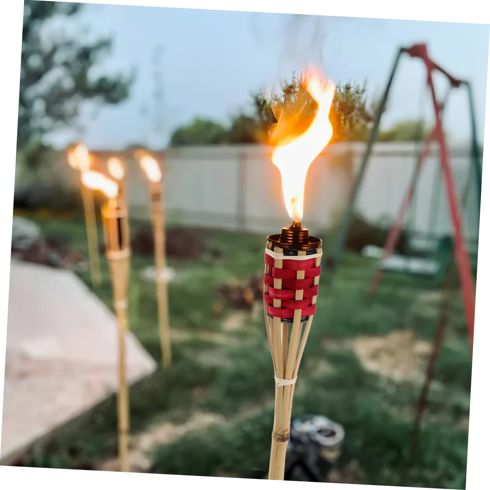 Levemolo 2pcs Bamboo Torch Decorative Outdoor Torch Lights Fire for Landscape Garden Torch Lamp for Dec