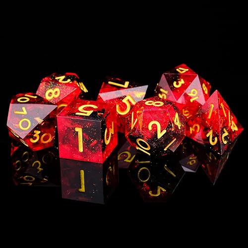 Cttasty DND - Juego de dados de resina de borde afilado, hecho a mano, 7 piezas, juego de dados poliédricos DND RPG MTG, juego de dados de juego de disponible en Yaxa Colombia