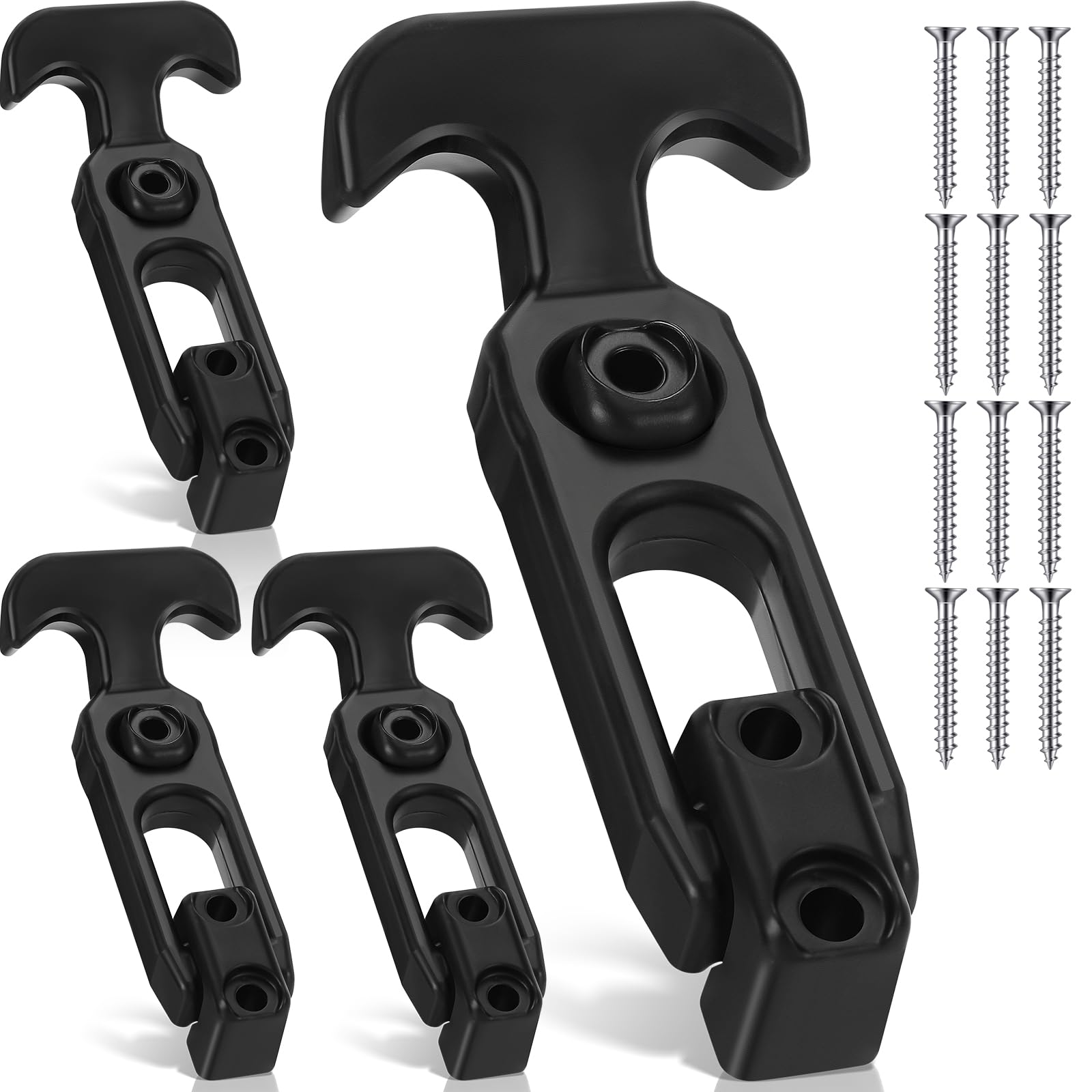 Mudder Flexible Rubber Draw Latch T Handle Hasp Rubber Draw Latches with Screws for Hood Cooler Tool Cabinet Boat Compartment Cargo Box (4 Pieces)