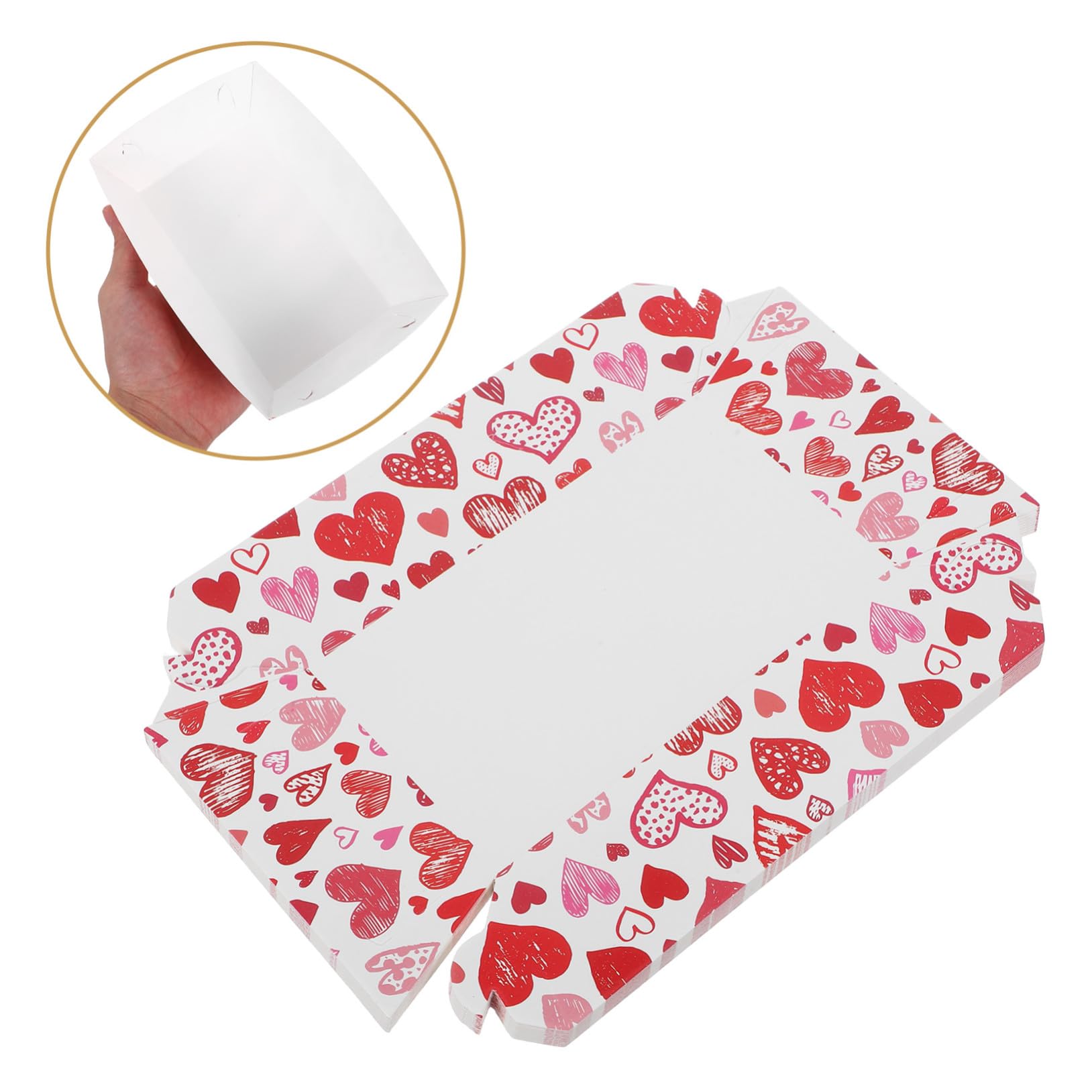 STOBAZA 40 Stück Herzförmige Papier Takeaway Behälter mit Großer Kapazität Wiederverwendbar und Leicht zu Tragen für Valentinstag und Partyboxen im Indoor Bereich