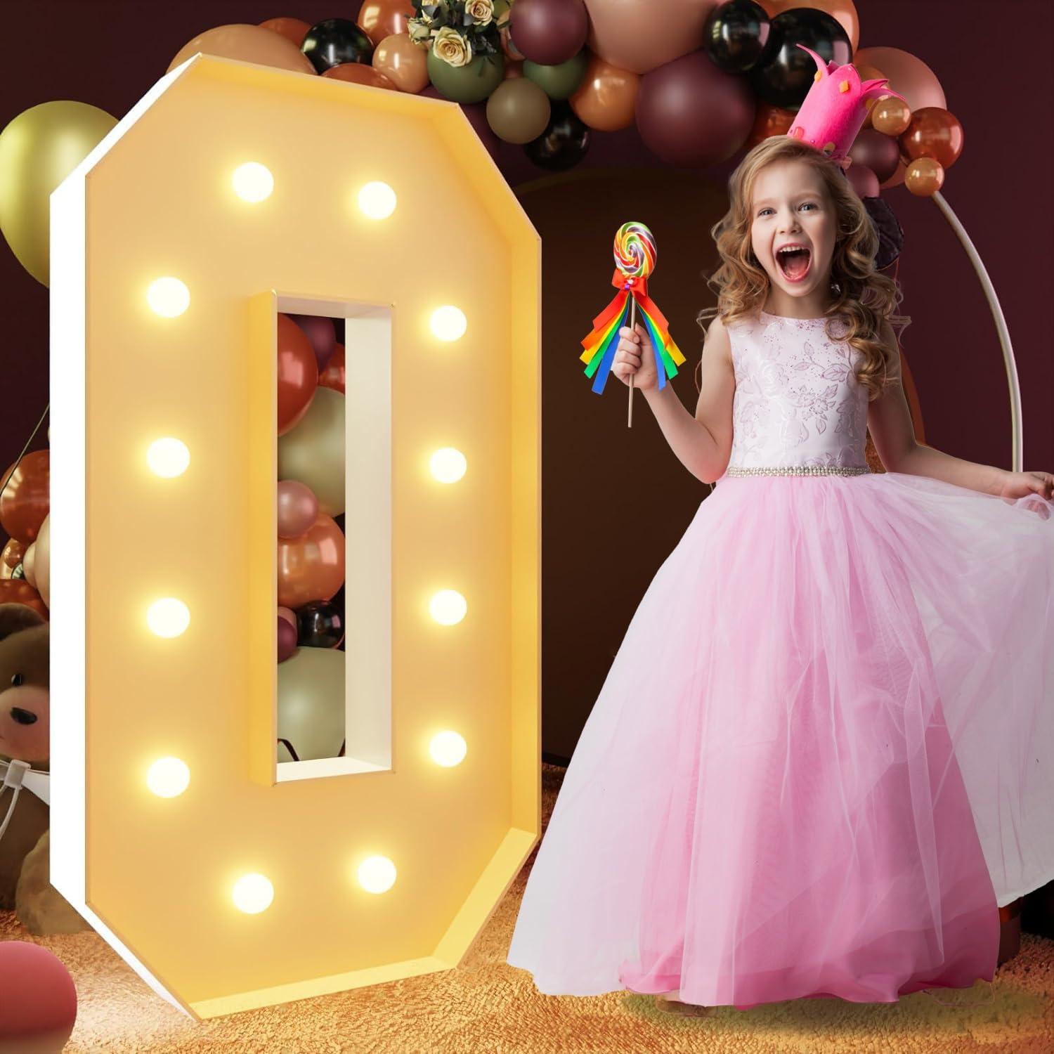 Marquee Light Up Letters LED Warm Light Birthday Party(Letter O,4FT/120CM)