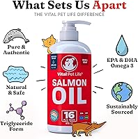 Vista 4 de Aceite de salmón para perros y gatos – Piel y pelaje saludables, aceite de pescado, Omega 3 EPA DHA, suplemento alimenticio líquido para mascotas