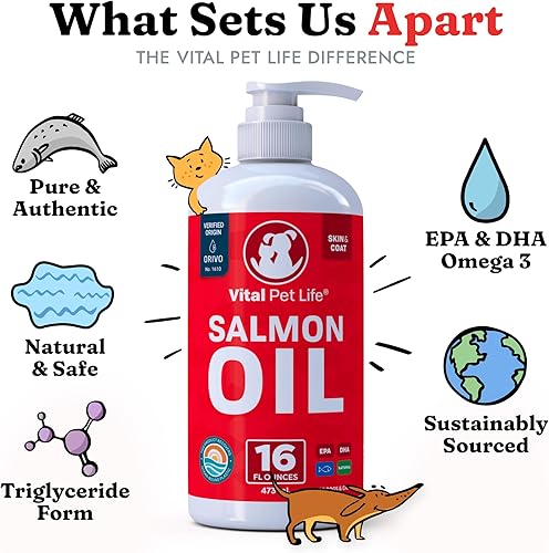 Miniatura 4 de Aceite de salmón para perros y gatos  Piel y pelaje saludables, aceite de pescado, Omega 3 EPA DHA, suplemento alimenticio líquido para mascotas,