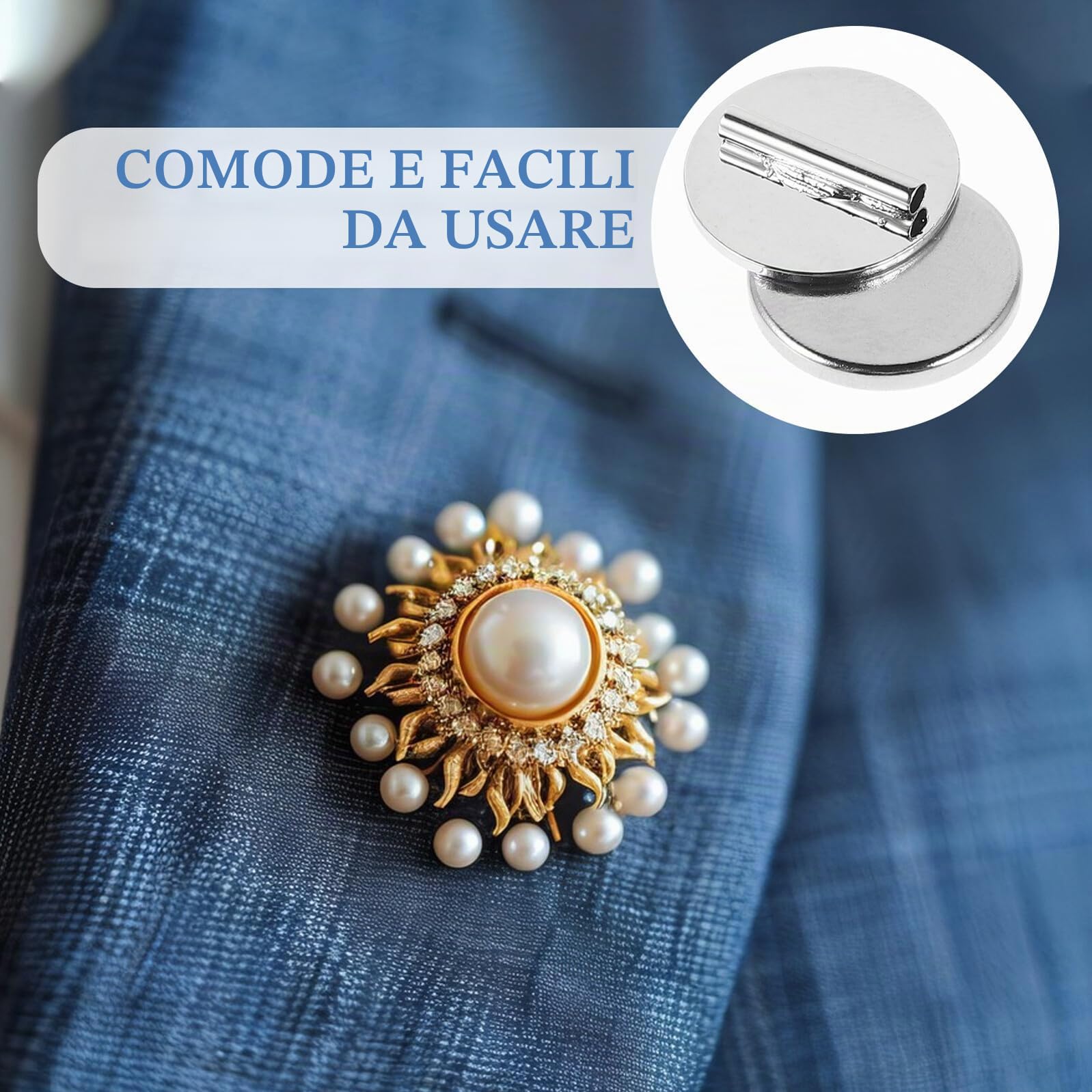 GARVALON 3 pezzi Mini Spille Magnetiche in Metallo con Fibbia Fermaglio Leggero per Abbigliamento e Accessori Supporto Robusto e Compatto per Spille da Giacca per Occasioni Speciali e Uso
