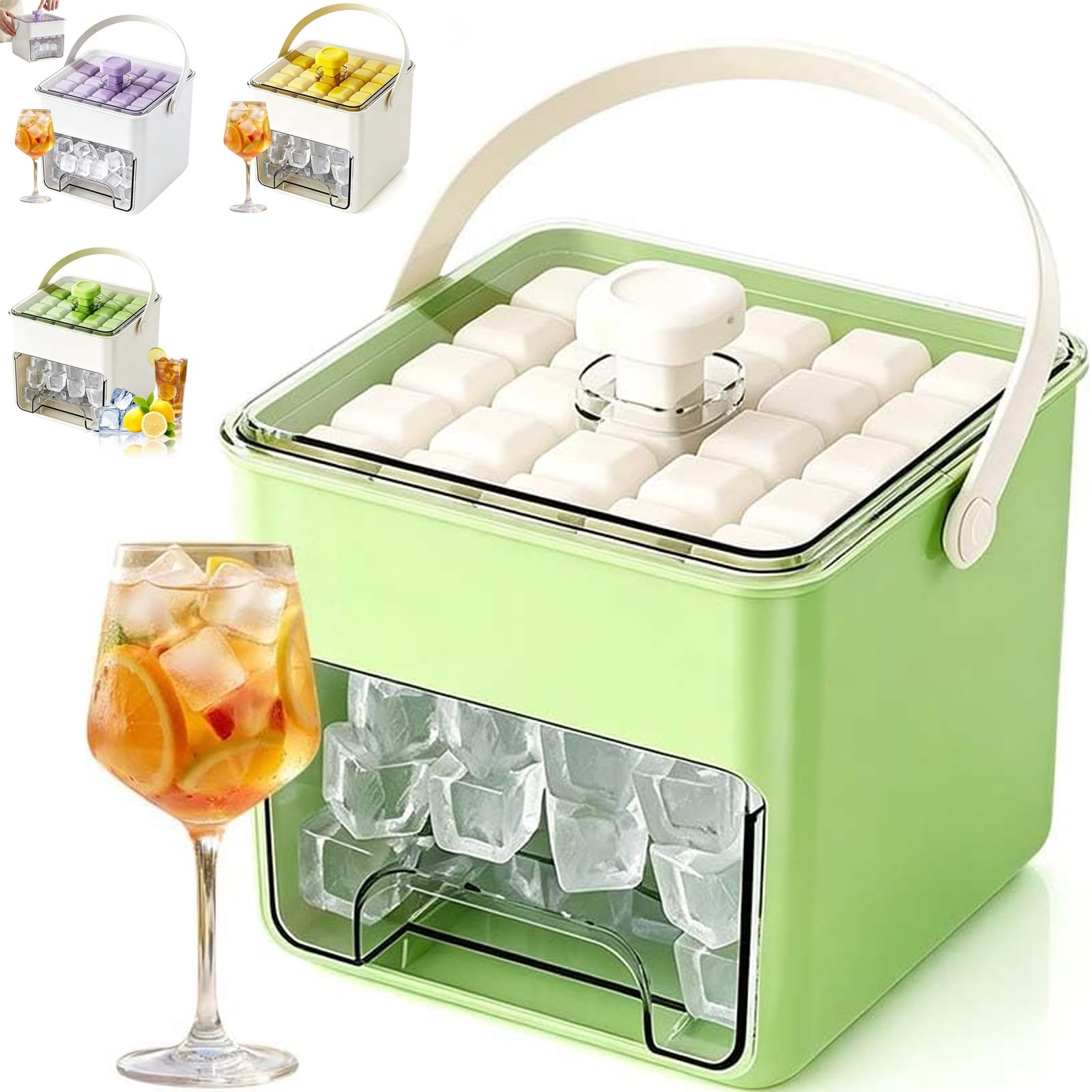 Bac à glaçons empilable portable à double étage avec couvercle facile à presser pour congélateur, idéal pour whisky, cocktail, bière, capacité de 25/50 cubes