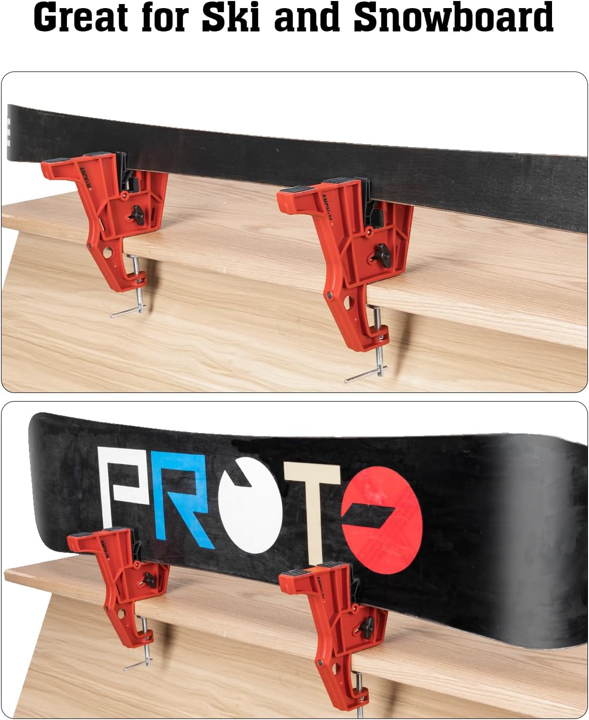 Ski and Snowboard Vises for Tuning, Non-Slip Ski Clamp with Rubber Pads, Snowboard Vice Grips and Horizontal and Vertical Working Positions, Stable Snowboard Ski Tuning Vise, Repair and Waxing - Image 5