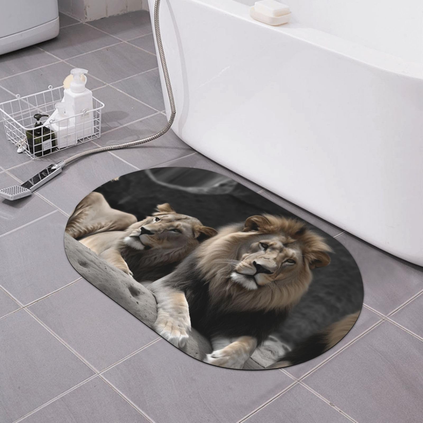 Tapis de douche lion fini les glissades avec ce paillasson super absorbant