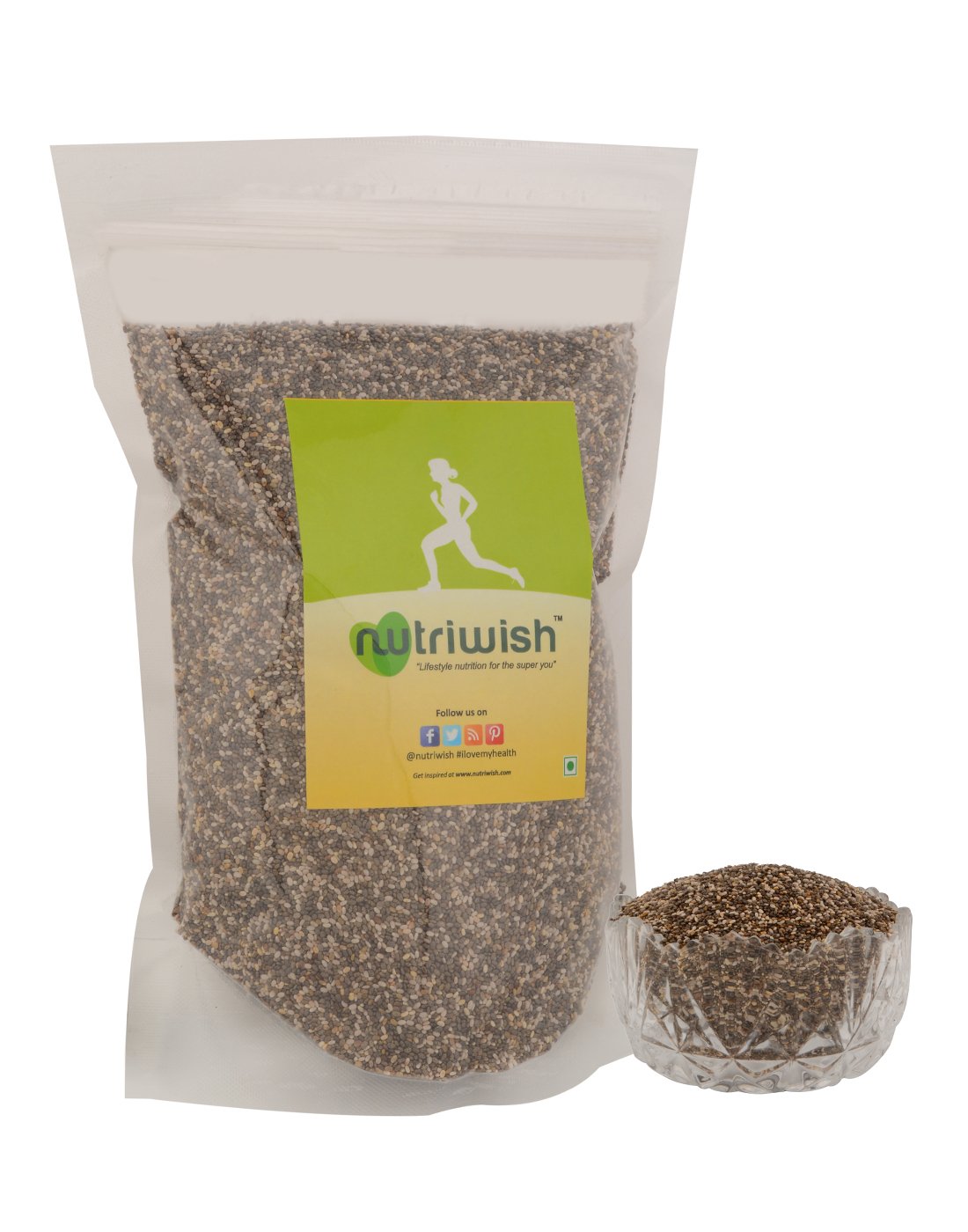 Nutriwish Premium Chia Seeds 750 gm | Omega Rich | Pack of 1 | Resealable |