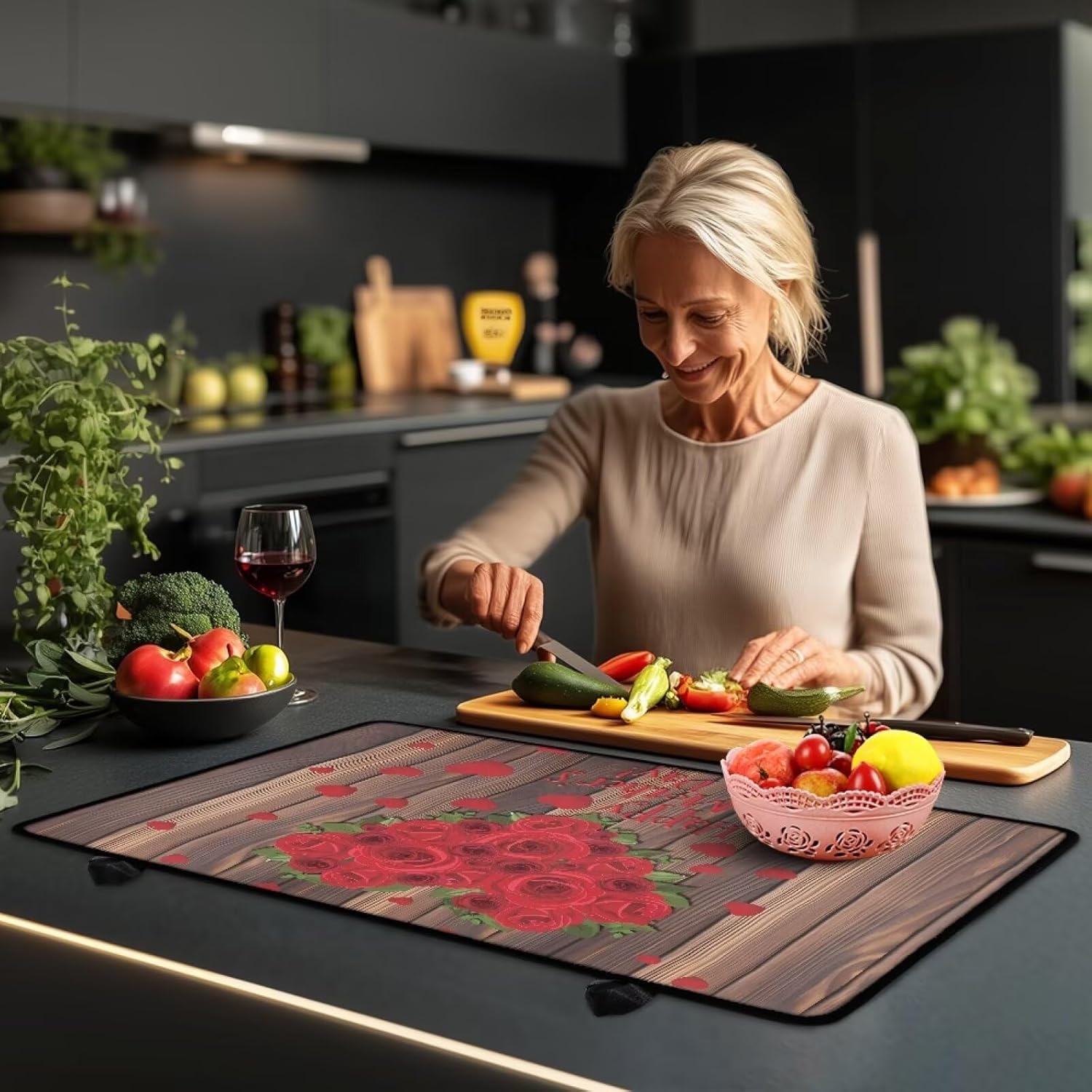 Stove Cover for Electric Stove,Mother's Day Gnome Gift Stove Top Cover for Glass Top, Heat Resistant Rubber Mat Foldable Cooktop Cover Top Protector, 21" X 29"