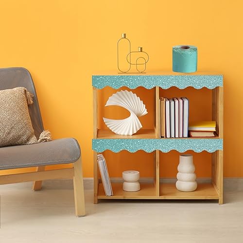 Miniatura 88 de Bordes de tablón de anuncios de 65 pies, bordes festoneados brillantes, borde decorativo para póster, decoración de aula para escuela, tiras de Verde