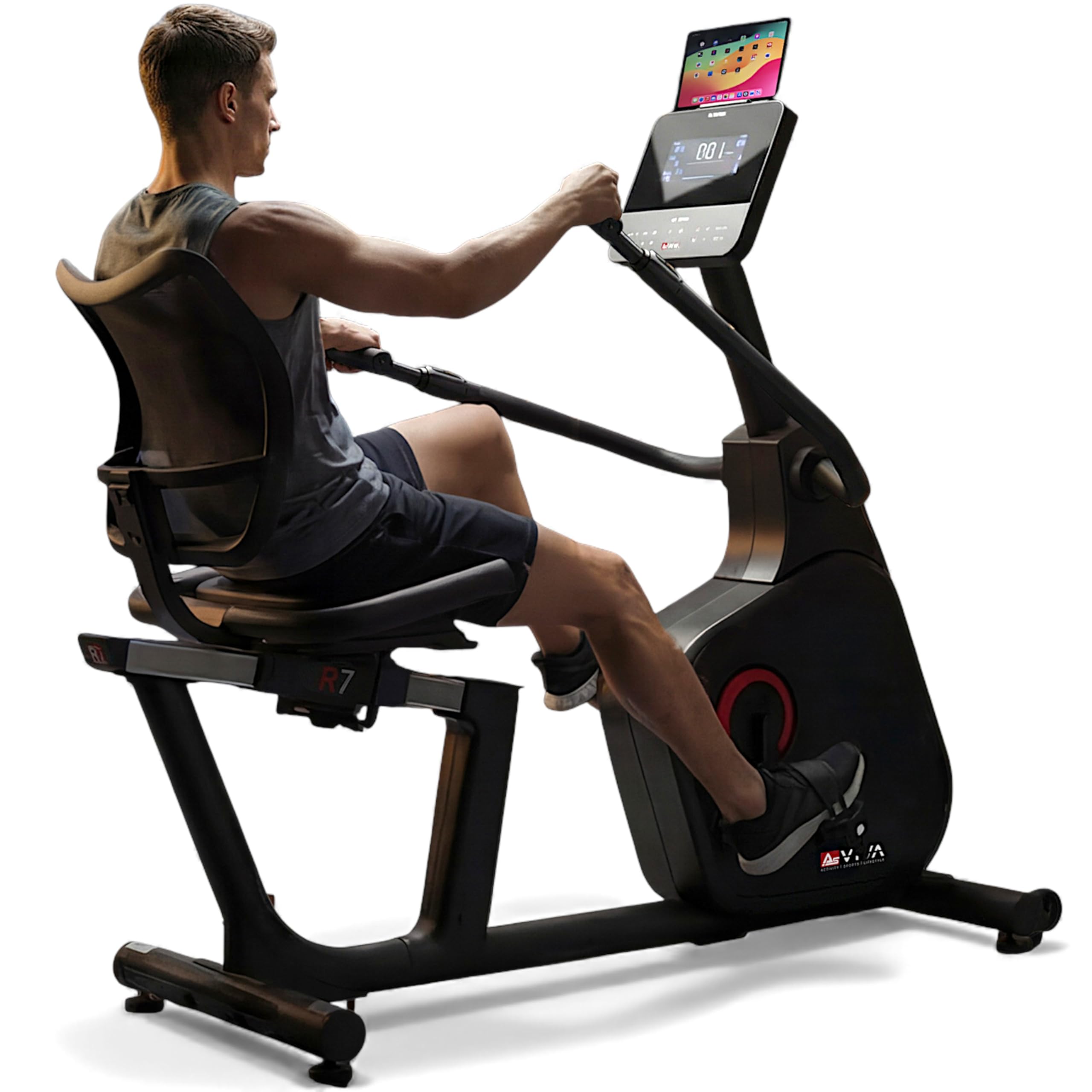 AsVIVA R7 Liegeergometer | Ergometer Fahrrad mit Sitz & Rückenlehne, 24 Programme, 18 kg